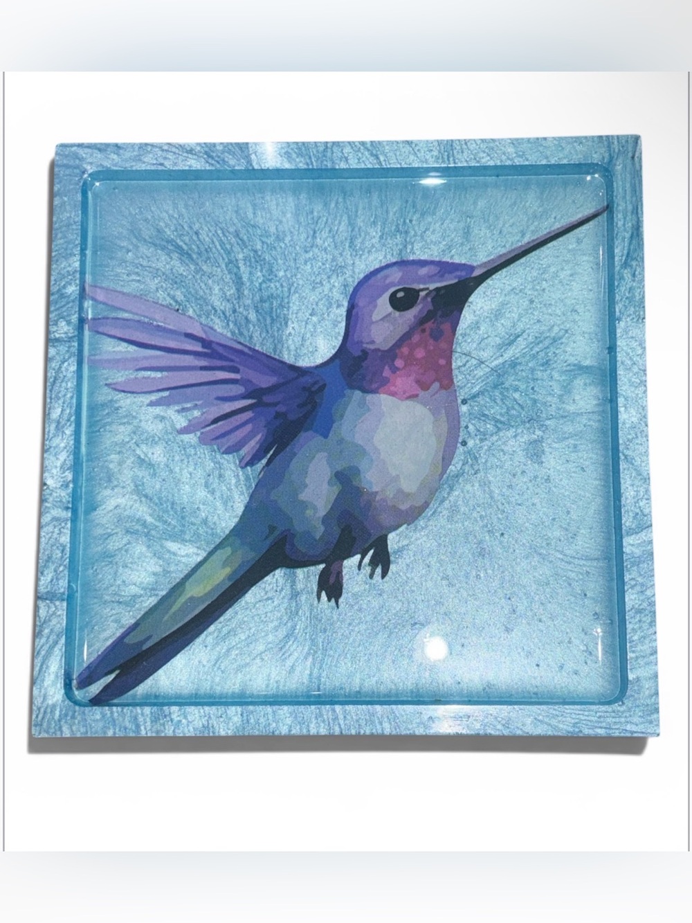 NORE'S NOVELTIES Single Handcrafted Square Coasters “HUMMINGBIRD”